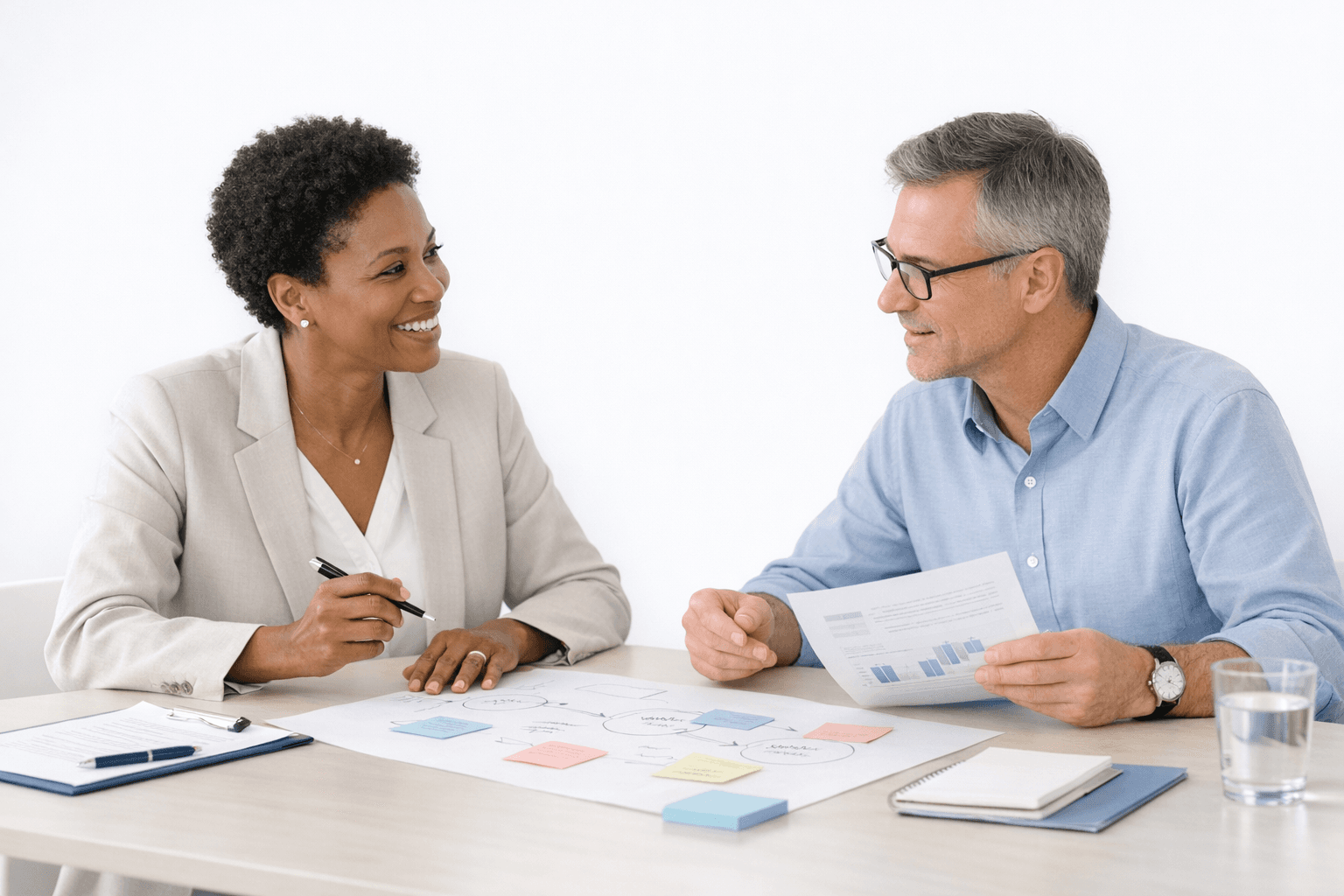 Photorealistic image showing a calm environment for getting involved and starting a conversation.